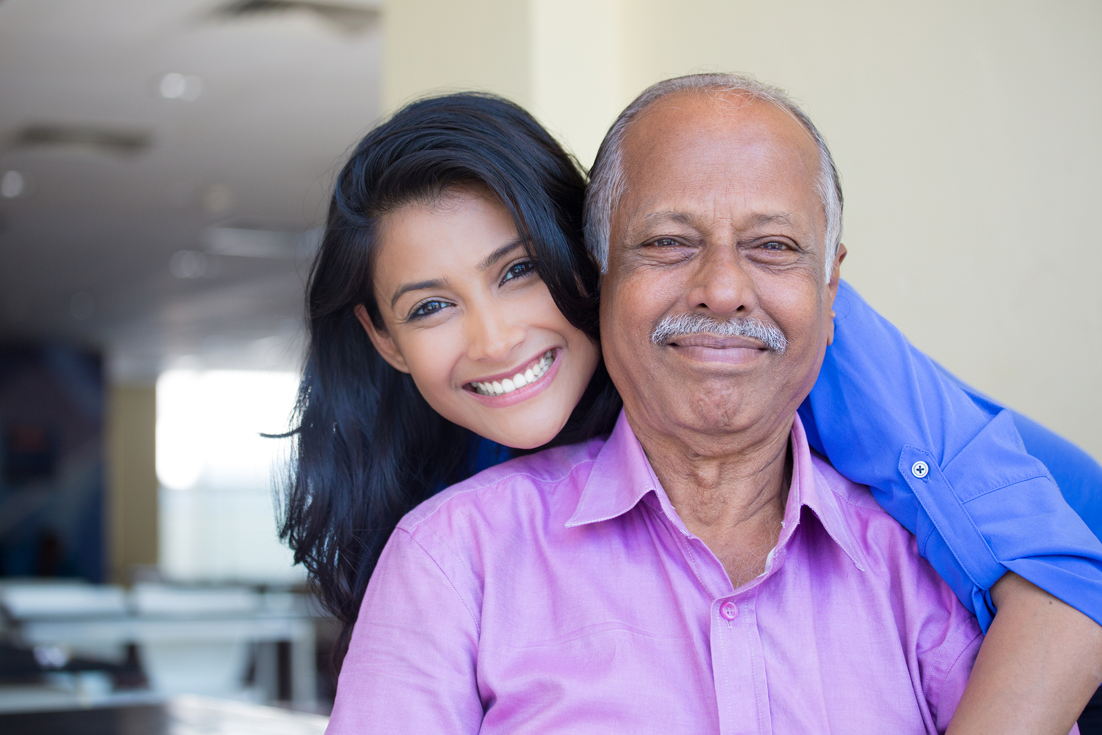 young woman with elderly dad